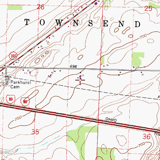 Topographic Map of Clark Vue Farms, OH