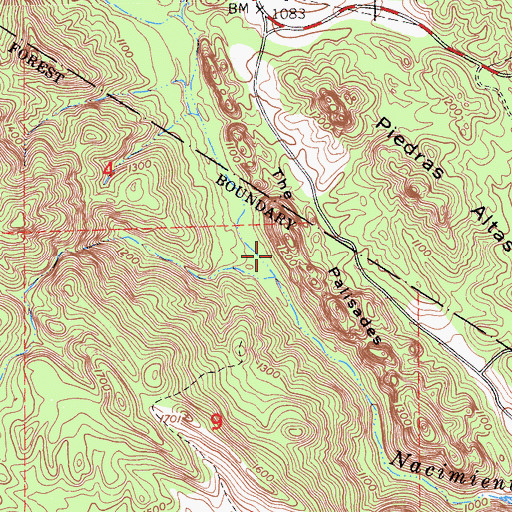 Topographic Map of The Pallsades, CA