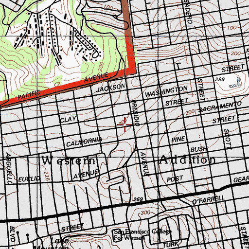 Topographic Map of Vogue Theatre, CA