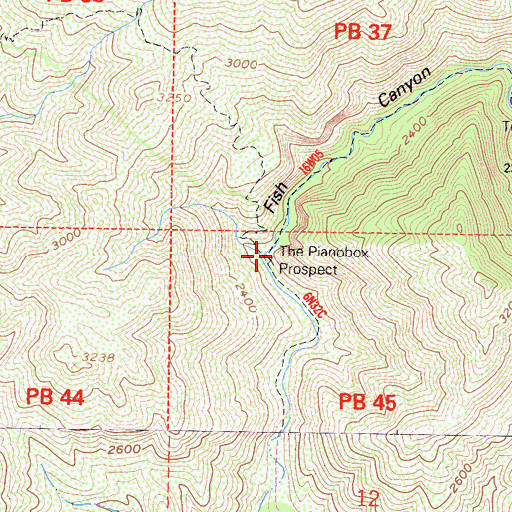 Topographic Map of The Pianobox Prospect, CA
