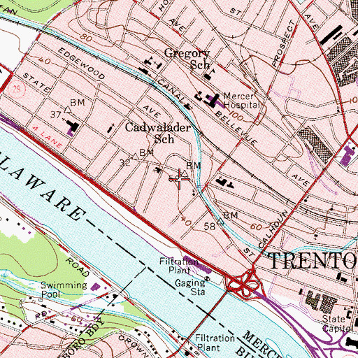 Topographic Map of Luther Towers, NJ