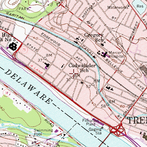 Topographic Map of Rowan Towers, NJ