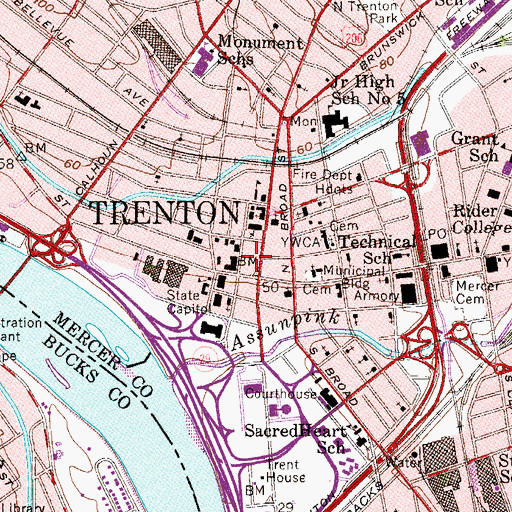 Topographic Map of Mary G Roebling Building, NJ