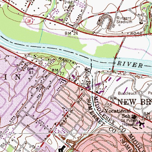 Topographic Map of Harrison Towers, NJ