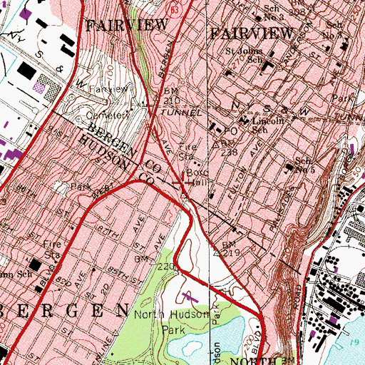 Topographic Map of Eastview Towers, NJ