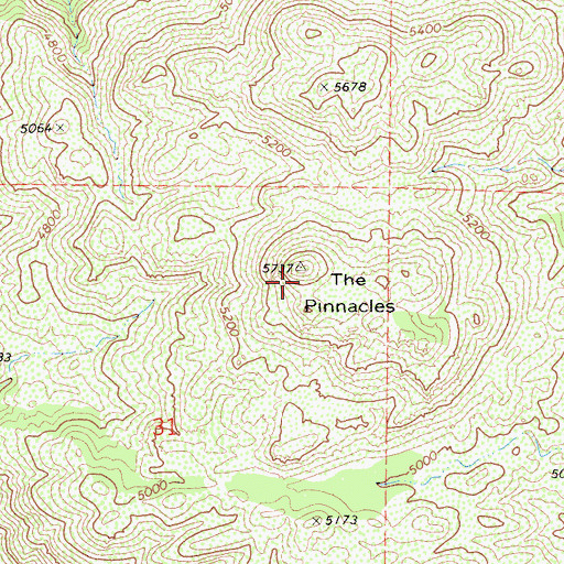 Topographic Map of The Pinnacles, CA