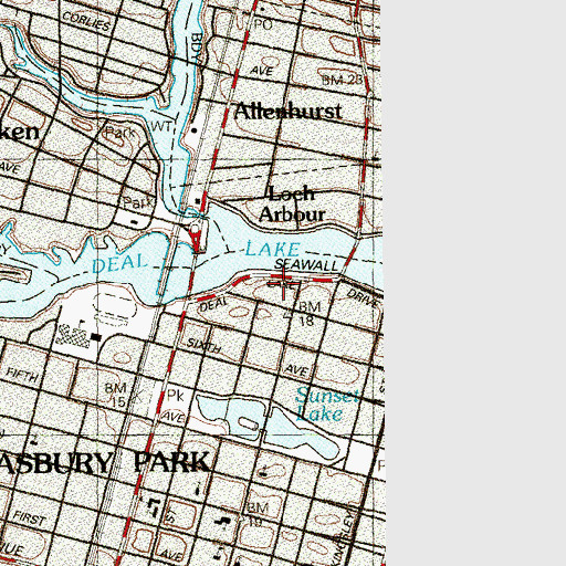 Topographic Map of Deal Lake Towers, NJ