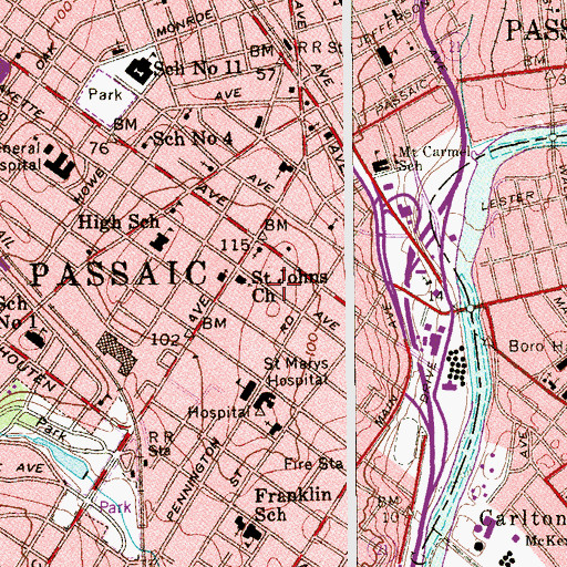 Topographic Map of Presidential Towers, NJ