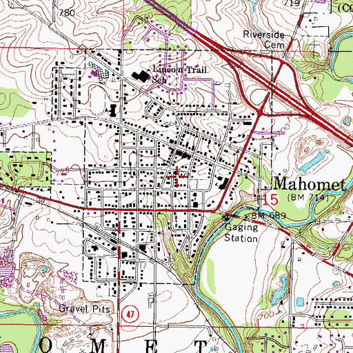 Topographic Map of Mahomet Water Treatment Plant, IL