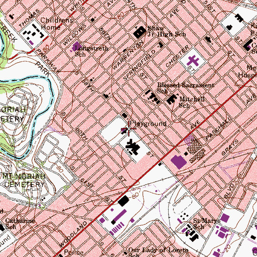 Topographic Map of Francis J Myers Recreation Center, PA