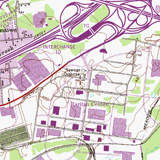 Topographic Map of Raritan Center, NJ