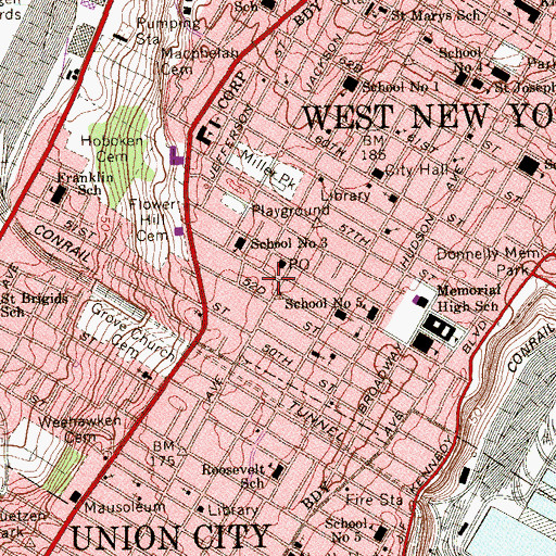 Topographic Map of Sunshine Gardens, NJ
