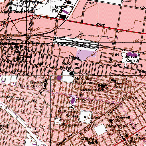 Topographic Map of McVeigh Recreation Center, PA