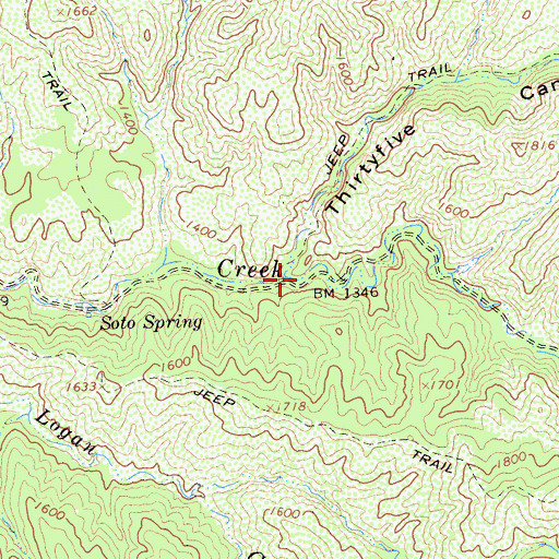 Topographic Map of Thirtyfive Canyon, CA