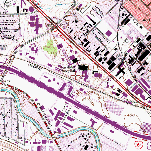 Topographic Map of Parkland Memorial Hospital Heliport Unit 1, TX