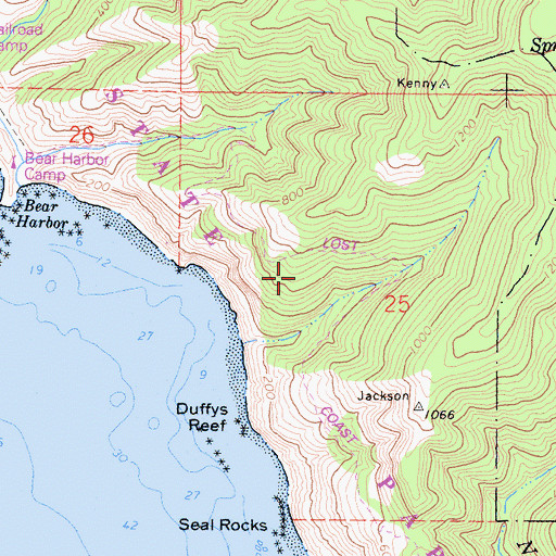 Topographic Map of Sinkyone State Wilderness, CA