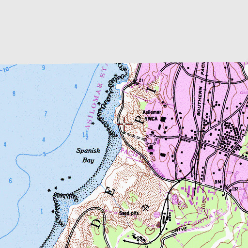 Topographic Map of Asilomar Dunes Natural Preserve, CA