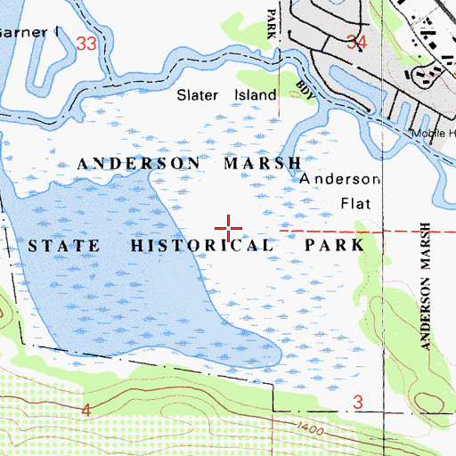 Topographic Map of Anderson Marsh Natural Preserve, CA