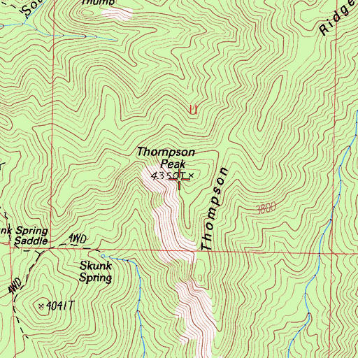 Topographic Map of Thompson Peak, CA
