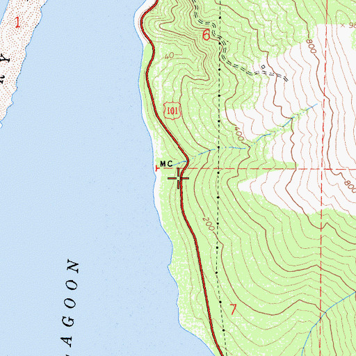 Topographic Map of Big Lagoon Forest East Natural Preserve, CA