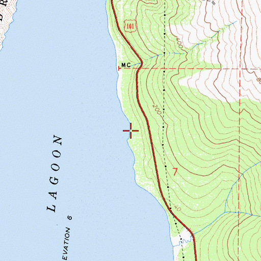 Topographic Map of Big Lagoon Forest West Natural Preserve, CA