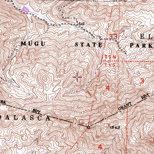 Topographic Map of Boney Mountain State Wilderness, CA
