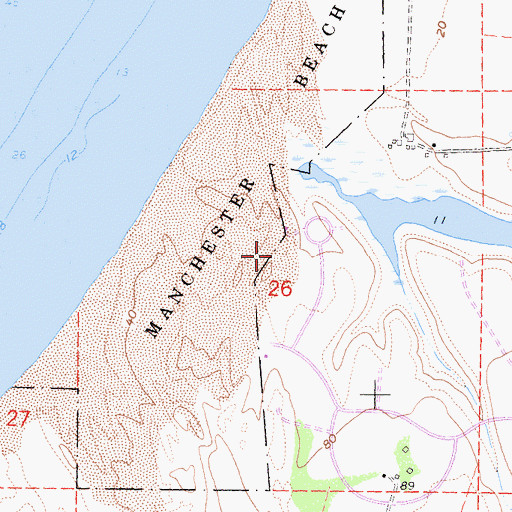 Topographic Map of Brush Creek Lagoon Lake Wetlands and Coastal Dunes Natural Preserve, CA