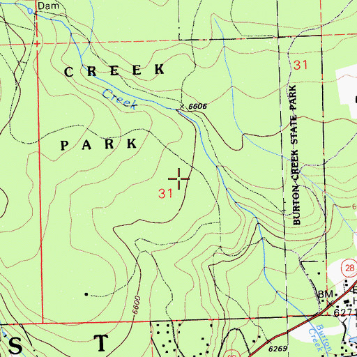 Topographic Map of Burton Creek Natural Preserve, CA
