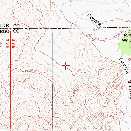 Topographic Map of Coyote Canyon Cultural Preserve, CA