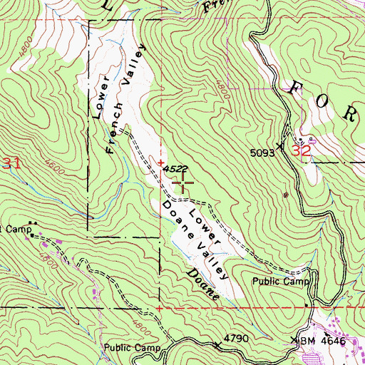 Topographic Map of Doane Valley Natural Preserve, CA