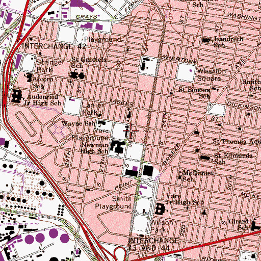 Topographic Map of Vare Recreation Center, PA