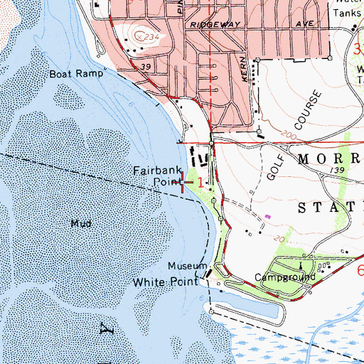 Topographic Map of Heron Rookery Natural Preserve, CA