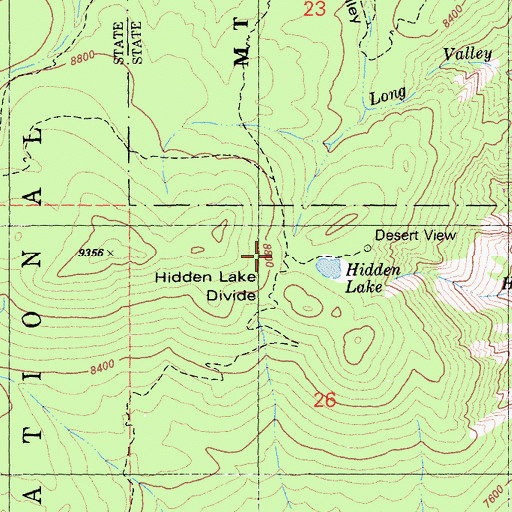 Topographic Map of Hidden Divide Natural Preserve, CA