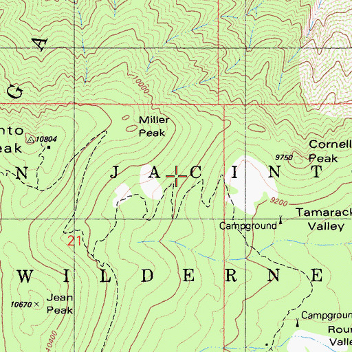Topographic Map of Mount San Jacinto State Wilderness, CA