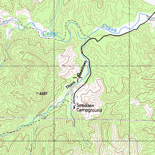 Topographic Map of Thorn Meadows, CA