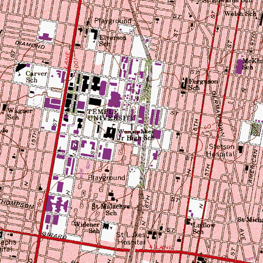 Topographic Map of 11th and Columbia Playground, PA