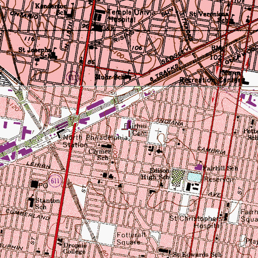 Topographic Map of 12th & Cambria Playground, PA