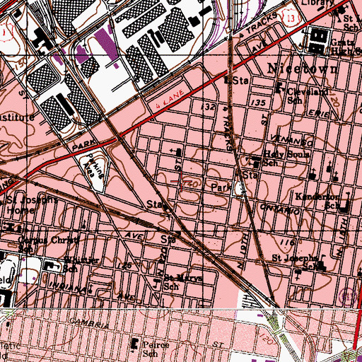 Topographic Map of 22nd and Ontario Playground, PA
