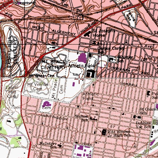 Topographic Map of 29th and Chalmers Park, PA