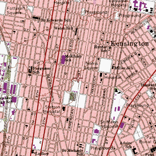 Topographic Map of 3rd and Norris Playground, PA