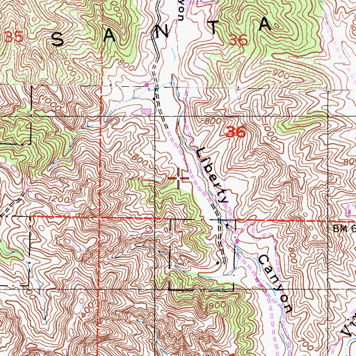 Topographic Map of Liberty Canyon Natural Preserve, CA