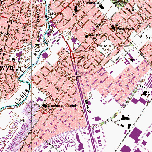 Topographic Map of 75th and Chelwynde Park, PA