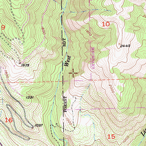 Topographic Map of Limekiln State Wilderness, CA