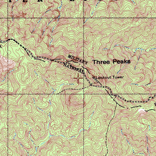 Topographic Map of Three Peaks, CA