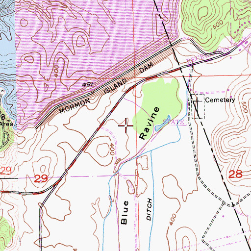 Topographic Map of Mormon Island Wetlands Natural Preserve, CA