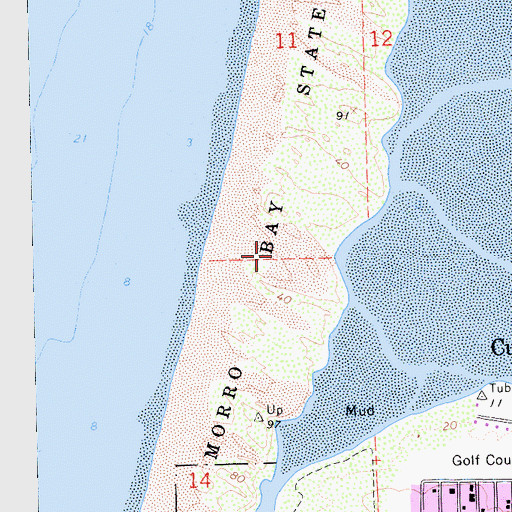 Topographic Map of Morro Dunes Natural Preserve, CA