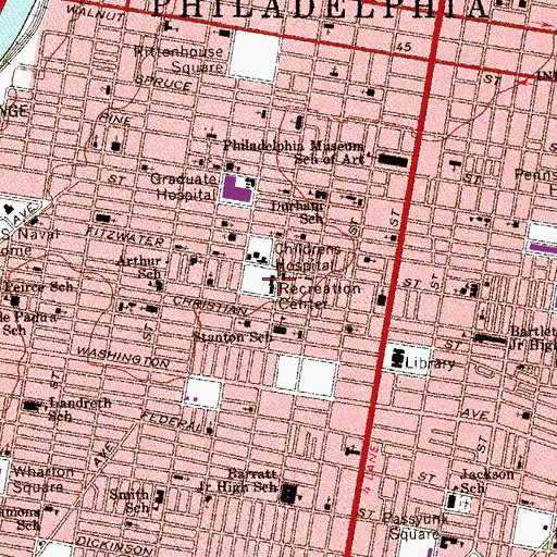 Topographic Map of Marian Anderson Recreation Center, PA