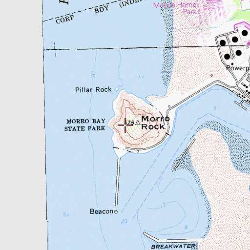 Topographic Map of Morro Rock Natural Preserve, CA