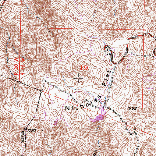 Topographic Map of Nicholas Flat Natural Preserve, CA