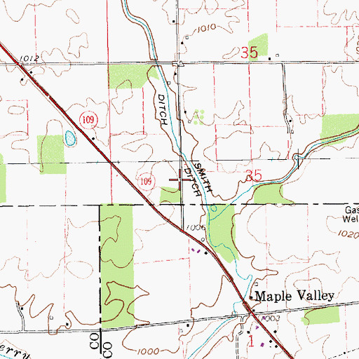 Topographic Map of Lizz Town Cemetery, IN